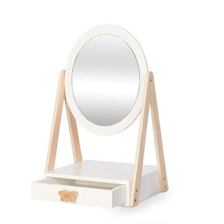 Kinder Tischspiegel aus Holz mit integrierter Schublade, Schminkspiegel für Kinderzimmer, Spielzeug Spiegel für Rollenspiele und Verkleiden für Mädchen und Jungen ab 3 Jahren