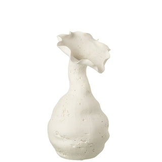 J-Line Keramikvase Weiß 38 cm – Hohe Design Blumenvase aus Keramik für moderne Wohndekoration