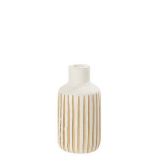 Deko-Vase aus Holz in Weiß – Stilvolle Blumen- & Pflanzenvase von J-Line | 33 cm