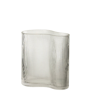 Glasvase Weiß 20 cm – Moderne Blumenvase Rund 18,5 cm – J-Line