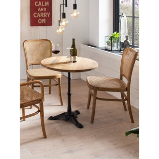 Teak Armlehnstuhl mit Wiener Geflecht – Handgefertigter Kaffeehausstuhl aus Naturholz