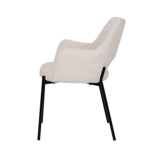 Skandinavischer Bouclé Stuhl – Moderner Designstuhl mit schwarzem Metallgestell | SIT Möbel (2er Set)