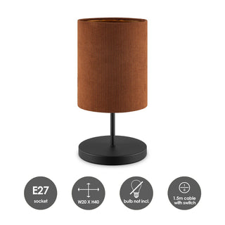 Zylindrische Tischlampe aus Cord von Home Sweet Home – Weiß – ø20 x 40 cm