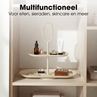 Etagere 2-stufig beige Metall – Moderne Tischdeko, Servieretagere, Deko Etagere für Küche, Wohnzimmer & Geschenke