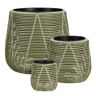 Blumentopf Set Hellgrün Outdoor – moderne Pflanzkübel Balkon & Garten 3er Set