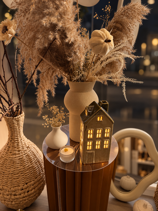 LED-Dekor | VILLAGE | breites graues Stadthaus | 14,3x9,1x18,1 cm