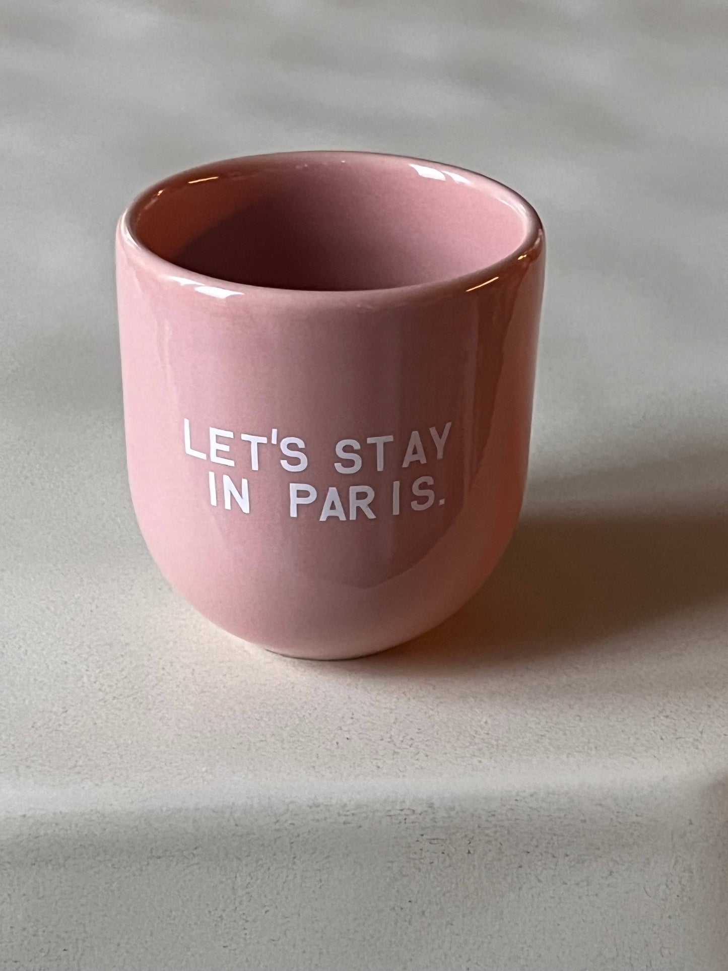 Kaffeebecher Keramik "Let's stay in Paris" rosa