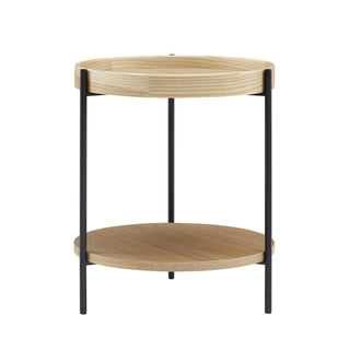 holztisch mit schwarzen beinen, weißer hintergrund