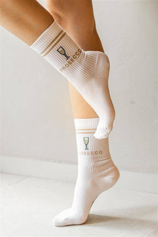 Prosecco Socken One Size – glitzernde Einheitsgröße Socken mit Lurex & Glamour Look