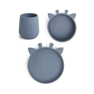 Silikon Geschirrset für Kinder – 3-teiliges Geschenkset mit Giraffenmotiv – Teller, Schüssel & Tasse – Nuuroo