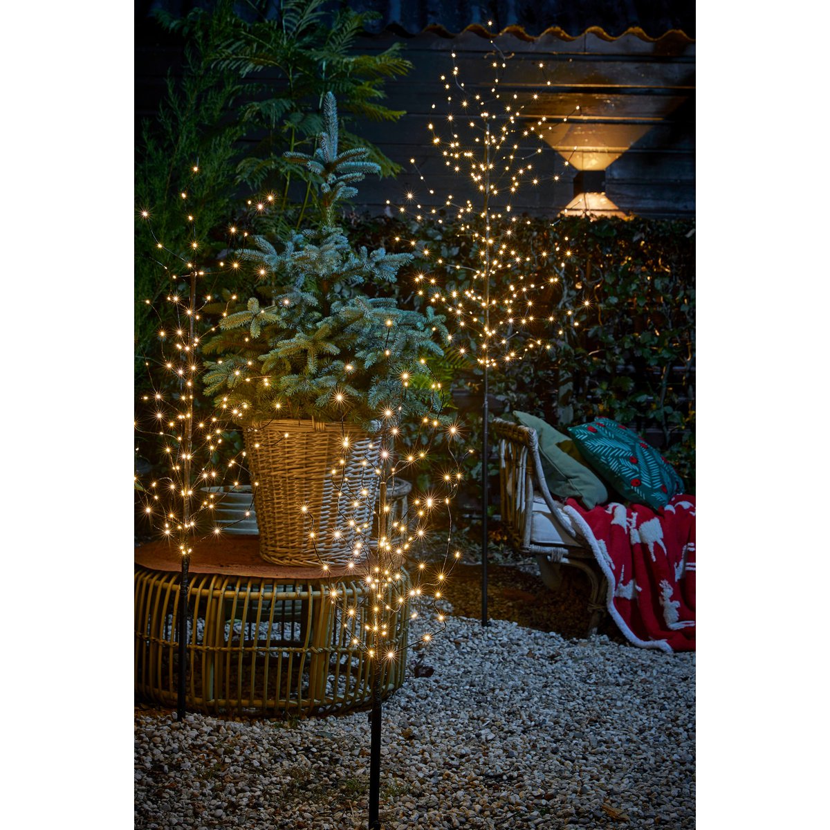 Tree with Warm White LED Lighting - H150 x Ø15 cm - Black