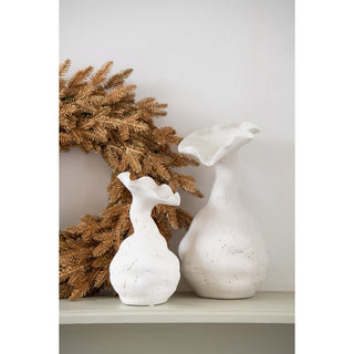 J-Line Keramikvase Weiß 38 cm – Hohe Design Blumenvase aus Keramik für moderne Wohndekoration