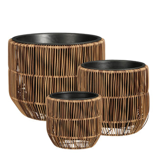 Blumentopf Set Outdoor 3er Dunkelbraun – Pflanzentöpfe für Garten & Balkon | Mica Decorations Peta