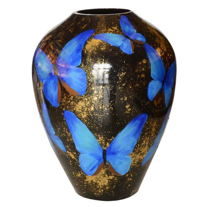 Kander M butterfly gold blue Ø27.5 x H35 cm