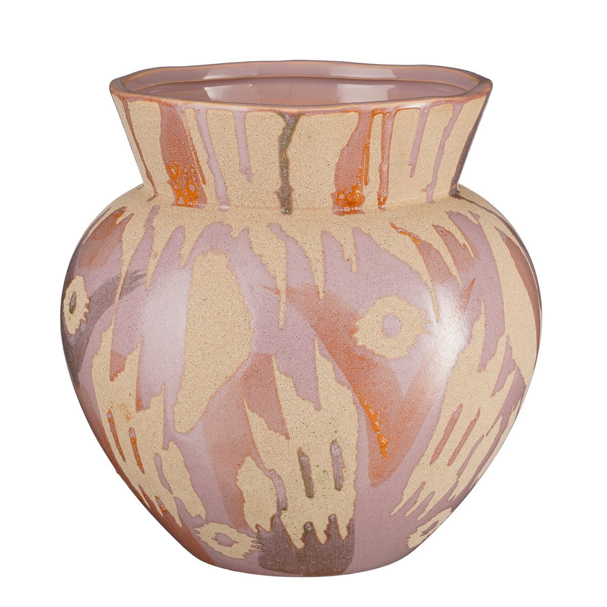 Javi Vase – H28 x Ø28 cm – Keramik – Rosa, Beige