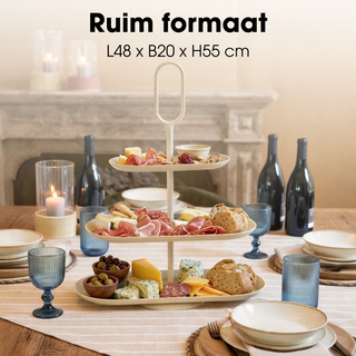 Etagere 3-stufig beige Metall – Große Servieretagere, Tischdeko modern, Deko Etagere für Küche, Wohnzimmer & Buffet