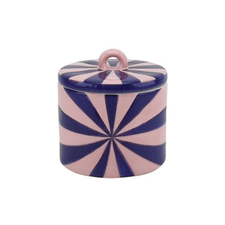 Candy Swirl Dekoglas mit Deckel – Buntes Aufbewahrungsglas im Wirbel-Design | Housevitamin -pink/Violet - 11x11x11,5 cm