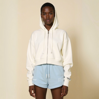 Crop Hoodie mit Reißverschluss "GGBH" - Weiss