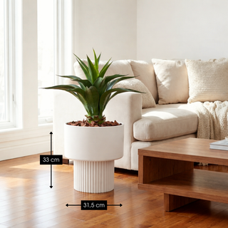 Mica Decorations Lux Blumentopf Ø31,5 cm – Großer Metall Blumentopf in Gebrochenem Weiß, Moderner Pflanztopf für Wohnzimmer & Interior