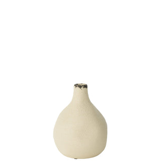 J-Line Vase Bay Pear Steingut Weiß/Schwarz – Moderne Design Keramikvase 20 cm