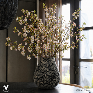 Tasman Elite Marmorvase aus Glas – mundgeblasene Designer Vase in Schwarz, Weiß & Beige – Vase The World Ø20x25cm