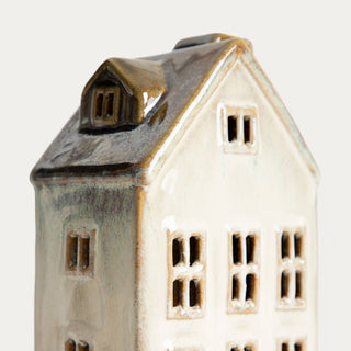 LED-Dekor | VILLAGE | breites graues Stadthaus | 14,3x9,1x18,1 cm