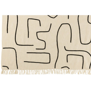 J-Line Plaid Streifen/Schleifen Weiß/Schwarz – Karierte Baumwolle Decke 130x180cm