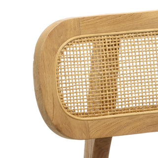 Nova Teakholz Stuhl mit Rattan Rückenlehne – Handgefertigter Designstuhl