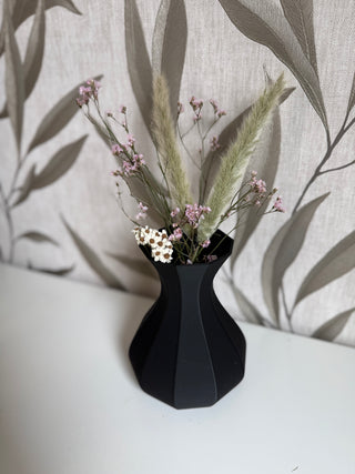 VASE 3D bauchig glatt schwarz