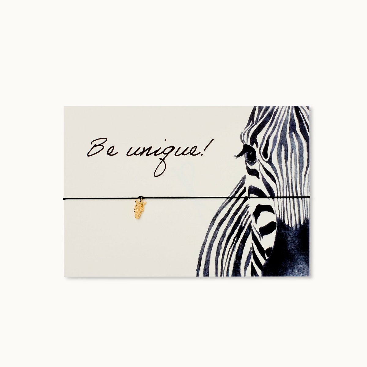 Armband-Karte Zebra: Be unique! - schwarzes Armband