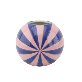 Große Swirl-Vase aus Dolomit – Bunte Wirbel-Dekovase | Housevitamin - Pink/Violett- 20x20x17cm