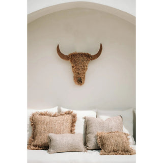 Boho Baumwollkissen 60×60 cm – Handgefertigtes Strukturkissen in Braun & Beige | Bazar Bizar Living