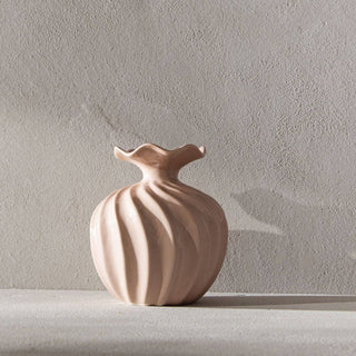 Vase | AURELIA | mit gewelltem Rand beige