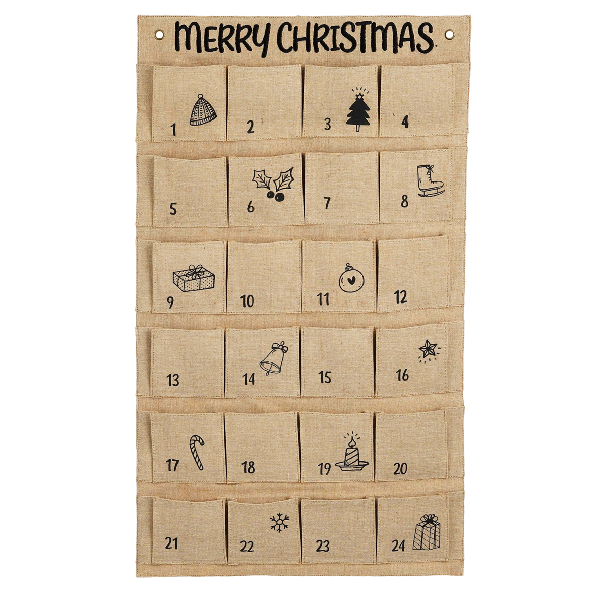 Advent calendar - L85 x W50 cm - Jute - Brown