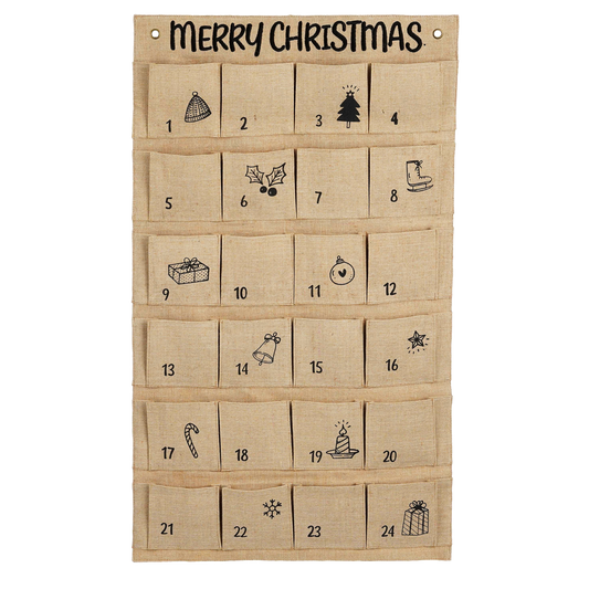 Advent calendar - L85 x W50 cm - Jute - Brown