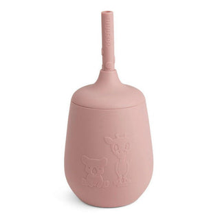 Nuuroo Adita Silikonbecher mit Strohhalm – BPA-frei, LFGB-zertifiziert, mit abnehmbarem Deckel – Farbe Holzrose, 230 ml