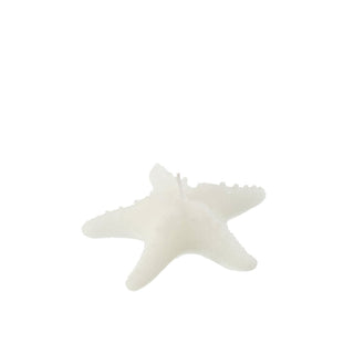 J-Line Candle Starfish Wax White Small - 2 Stunden