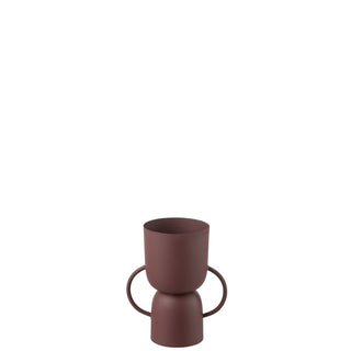 Metallvase „Tasse“ Kastanienbraun – J-Line – Moderne Dekovase 23,5 cm