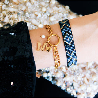 Doppelgliedarmband mit offenem Herzen – Gold