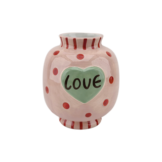 Keramikvase „Love“ in Rosa – Poetische Design-Vase mit Herzmotiv L14 B13,8 H15,9cm