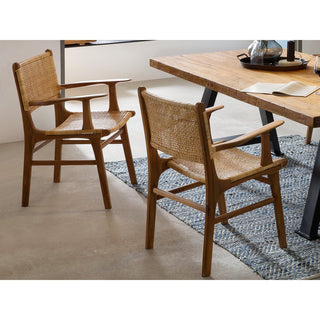 SIT Möbel Teak Armlehnstuhl mit Wiener Geflecht – Rattan Stuhl Natur