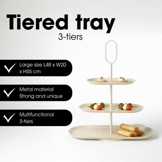 Etagere 3-stufig beige Metall – Große Servieretagere, Tischdeko modern, Deko Etagere für Küche, Wohnzimmer & Buffet