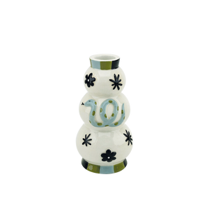 Schlangen-Kerzenhalter gm blau Ø6,5 H12,6 cm