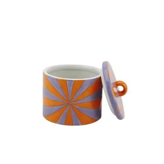 Candy Swirl Dekoglas mit Deckel – Buntes Aufbewahrungsglas im Wirbel-Design | Housevitamin - Orange/Lila - 11x11x11,5 cm