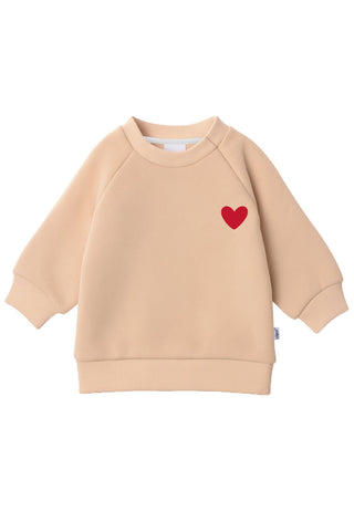 Pullover in hellem beige für Kinder und Babys mit einem Herz auf der Brust