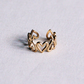 Verstellbarer Ring aus Edelstahl mit Herz – Gold