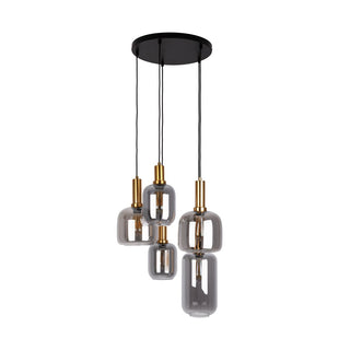 Pendelleuchte Fumo – 5-flammig, Rauchglas Schwarz & Gold, 54,8 cm