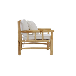 Teakholz Sofa Indoor & Outdoor – Massives Teak Gartensofa mit wasserabweisenden Kissen | Moebilia