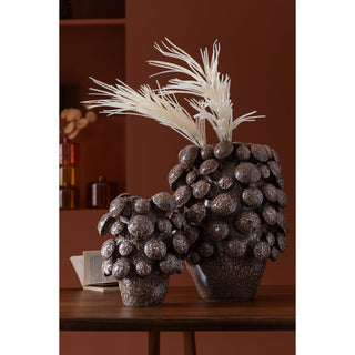Großer Blumentopf aus Keramik in Braun – Dekorativer Pflanztopf 46 cm | J-Line
