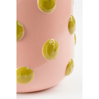 Vase - Keramik - Hellrosa, Ocker Punkte
